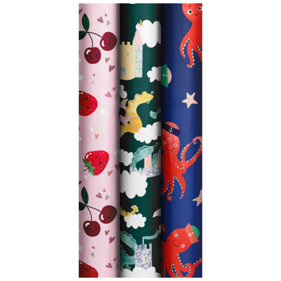 Geschenkpapier „Fruity Power“ | 70 cm × 1,5 m, 76 g/m², sortiert