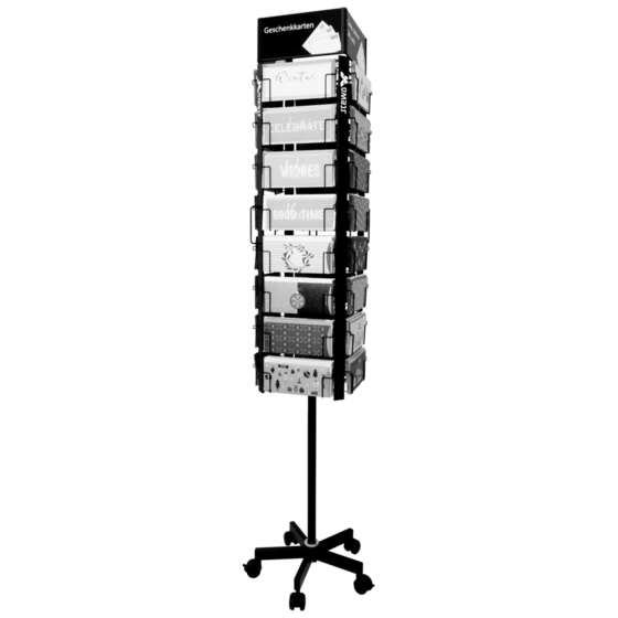 Boden-Drehdisplay „Geschenkkarten-Drehdisplay gross“ | Ø 460 mm 1900 mm, RAL 9005, schwarz