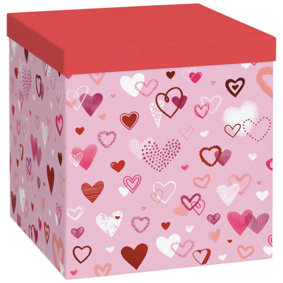 Geschenkbox „Amaia“ | 23×24×23 cm, 120 g/m², rosa/rot