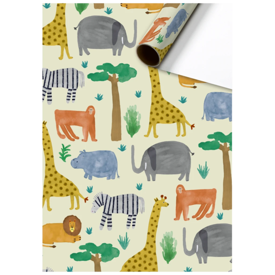 Geschenkpapier „Timba“ | 70 cm × 2 m, 80 g/m², beige/mehrfarbig