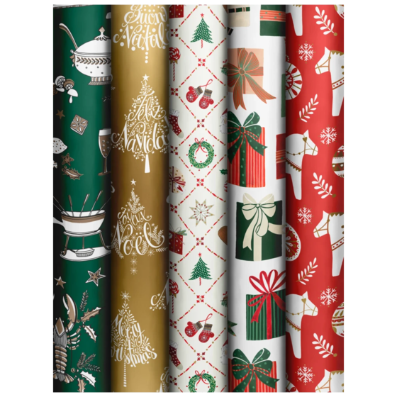 Papier cadeau « Shimmering Stars » | 70 cm × 2 m, 80 g/m², assortiment