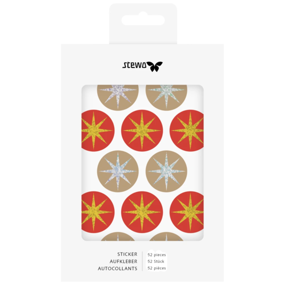 Aufkleber Bogen | 110×150 mm, rot/gold, 4 Blatt