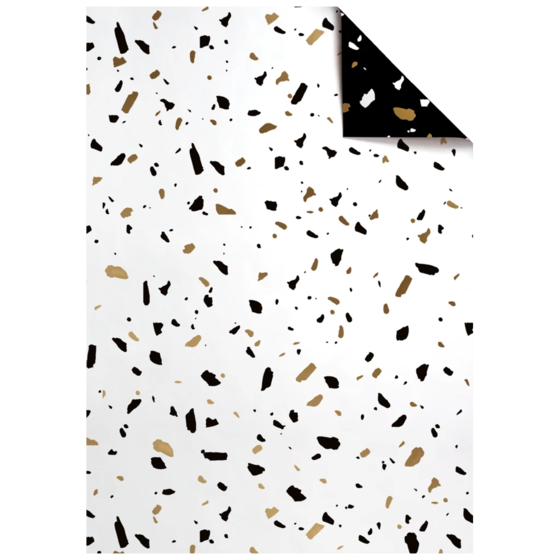 Geschenkpapier-Bogen „Terrazzo“ | 100×70 cm, 80 g/m², weiß/schwarz