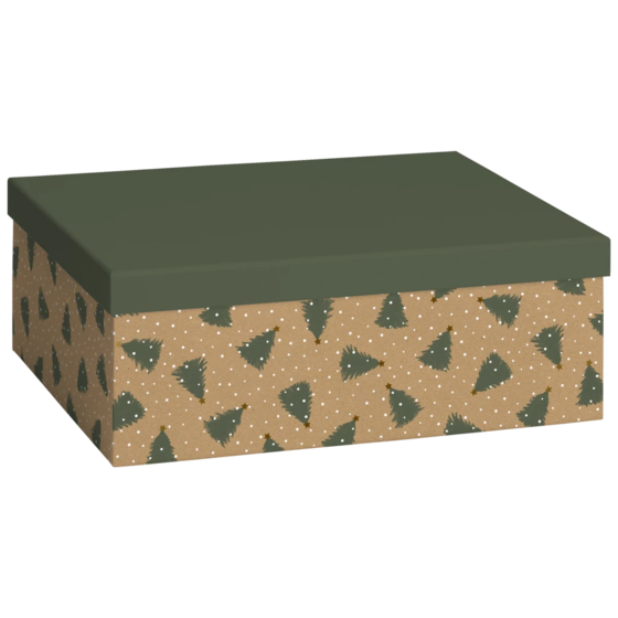 Geschenkbox | 24×12×33 cm, 120 g/m², dunkelgrün/braun