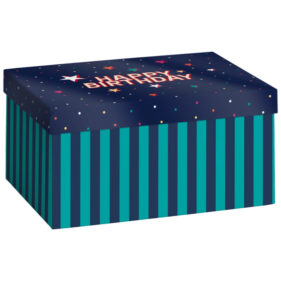 Geschenkbox „Starlett“ | 16,5×12×24 cm, 120 g/m², dunkelblau/türkis