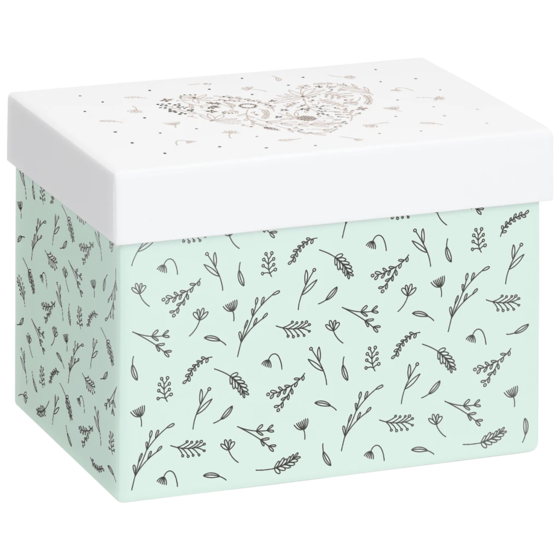 Geschenkbox „Eldana“ | 12×12×16,5 cm, 120 g/m², pearl/mintgrün