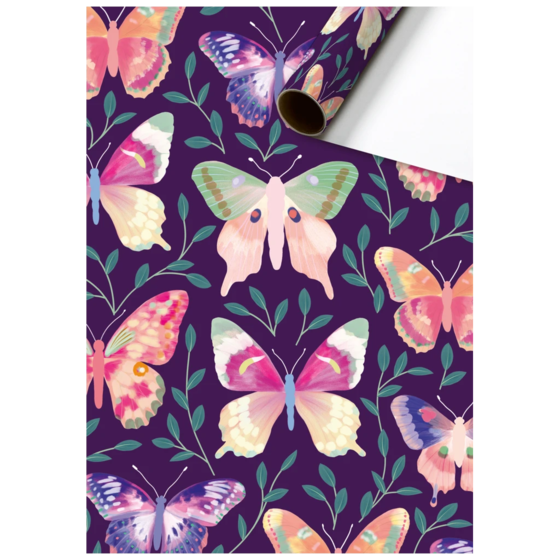 Geschenkpapier „Louka“ | 70 cm × 1,5 m, 76 g/m², dunkelviolett/bunt