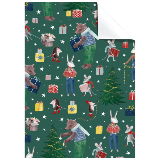 Geschenkpapier-Bogen „Melin“ | 50×70 cm, 80 g/m², dunkelgrün