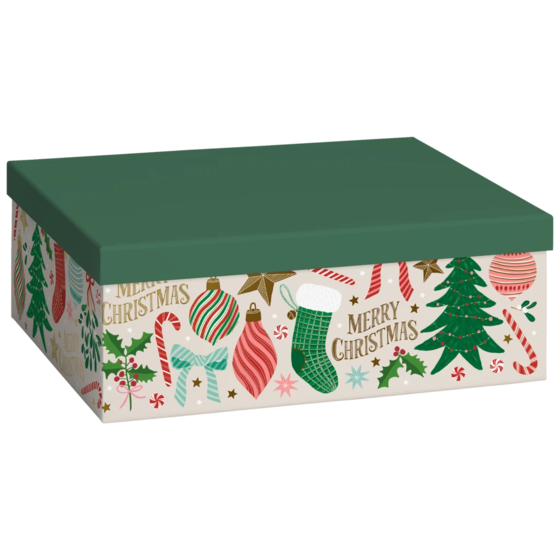 Geschenkbox „Charlize“ | 24×12×33 cm, 120 g/m², beige/dunkelgrün