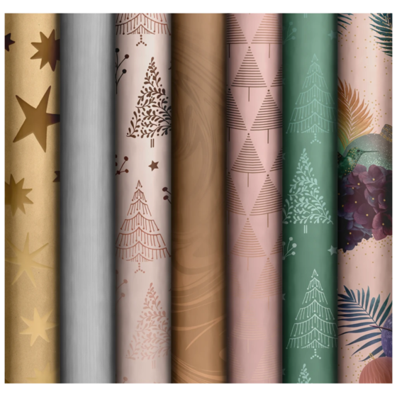 Geschenkpapier „Basic Christmas Elegant“ | 70 cm × 2 m, sortiert, 2