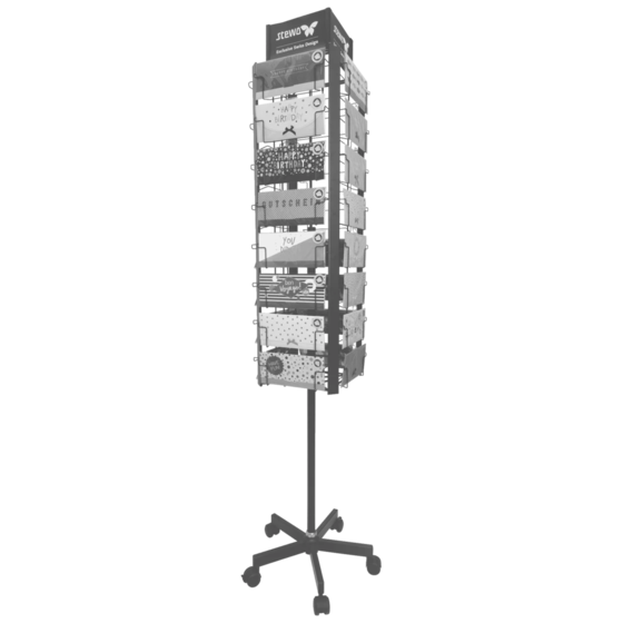Boden-Drehdisplay „Geschenkkarten-Drehdisplay gross“ | Ø 460 mm 1900 mm, RAL 9005, schwarz