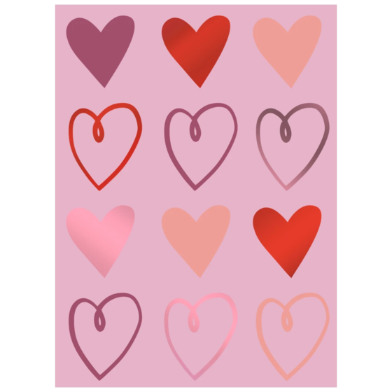 Aufkleber Bogen „Amaia“ | 110×150 mm, rosa/rot, 4 Blatt