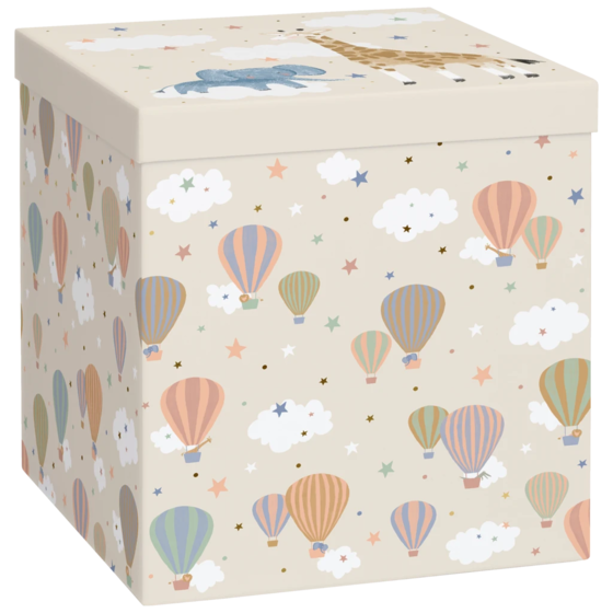 Geschenkbox „Mimmo“ | 23×24×23 cm, weiß/beige