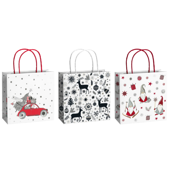 Geschenktaschen-Set „Nisse“ | 20×20×8 cm, 200 g/m², weiß