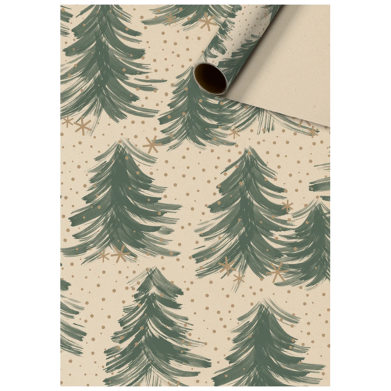 Geschenkpapier „Inverno“ | 70 cm × 2 m, 70 g/m², dunkelgrün/hellbraun