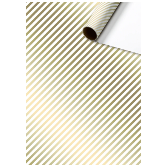 Geschenkpapier „Stribe“ | 70 cm × 2 m, 80 g/m², weiß/gold
