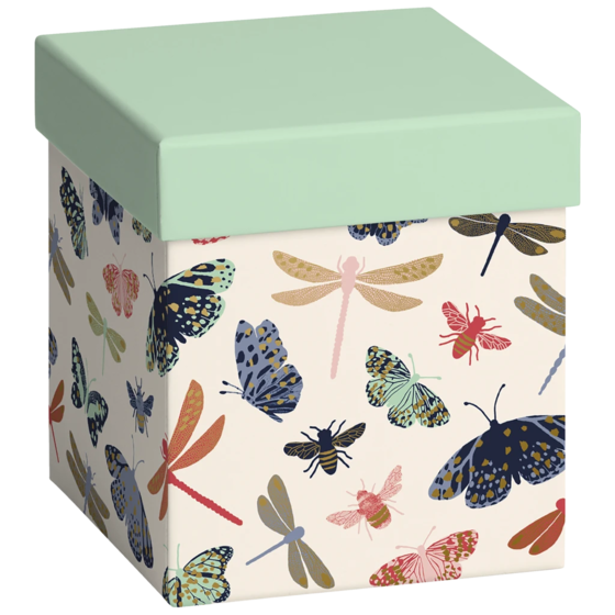 Geschenkbox „Jelva“ | 11×12×11 cm, hellbeige/mint