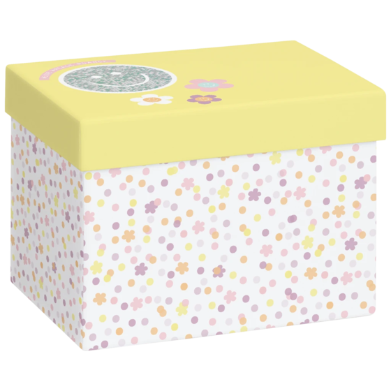 Geschenkbox „Nea“ | 12×12×16,5 cm, weiß/gelb