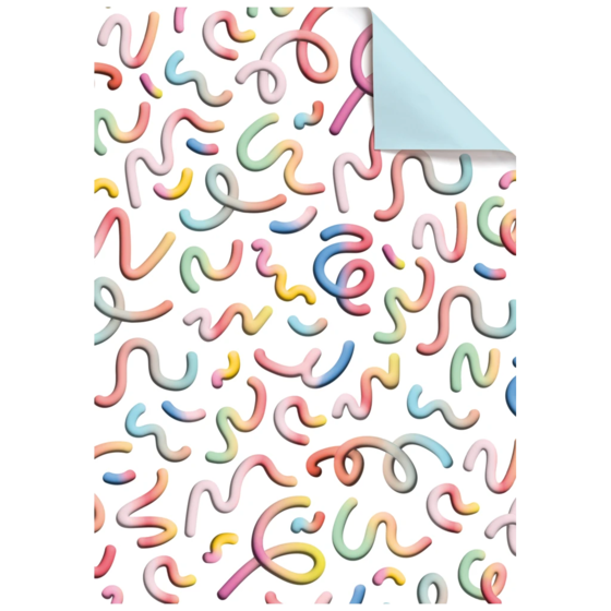 Geschenkpapier-Bogen „Mixa“ | 100×70 cm, 80 g/m², weiß/mehrfarbig, pastell