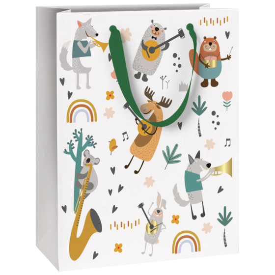 Geschenktasche „Musicstars“ | 23×30×13 cm, 180 g/m², weiß