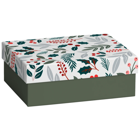 Geschenkbox „Berna“ | 12×6×16,5 cm, weiß/dunkelgrün