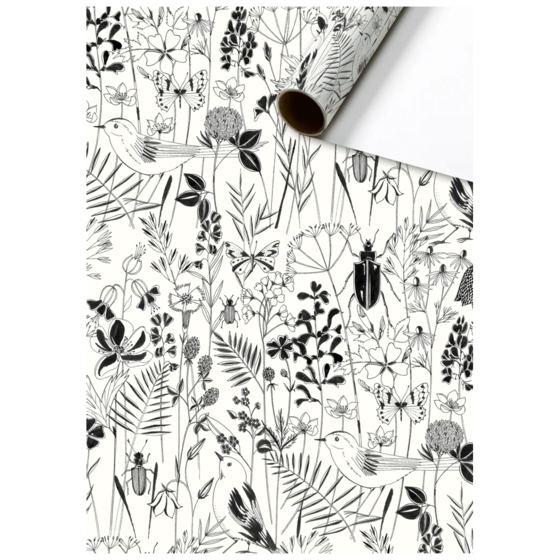 Geschenkpapier „Fiella“ | 70 cm × 2 m, 80 g/m², weiß/schwarz