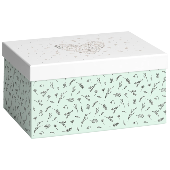 Geschenkbox „Eldana“ | 16,5×12×24 cm, 120 g/m², pearl/mintgrün
