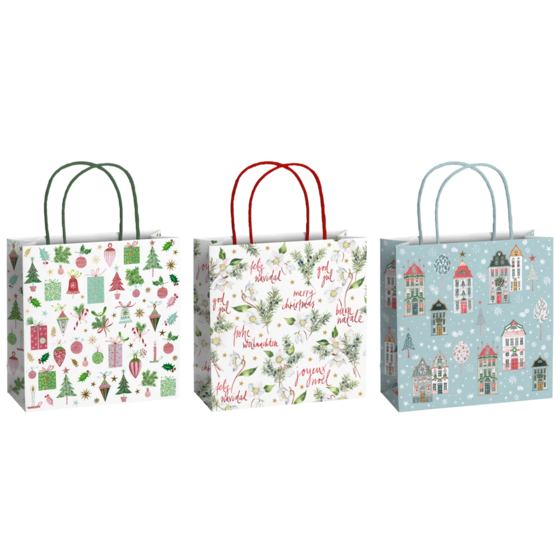 Geschenktaschen-Set „Inge“ | 20×20×8 cm, 200 g/m², mehrfarbig