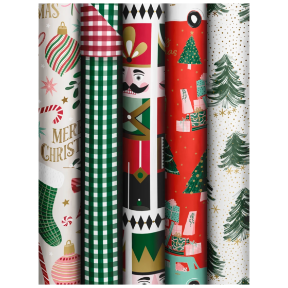Geschenkpapier „Traditional Holidays“ | 70 cm × 2 m, sortiert