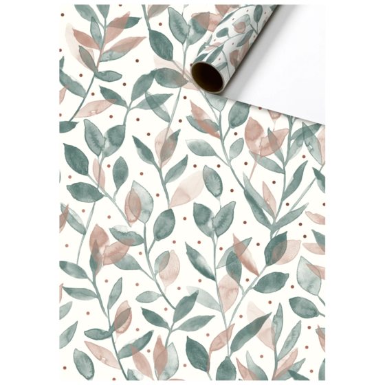 Geschenkpapier „Merrit“ | 70 cm × 2 m, 80 g/m², weiß/salbei