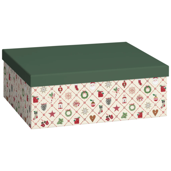 Geschenkbox „Kirsten“ | 24×12×33 cm, 120 g/m², hellbeige/dunkelgrün