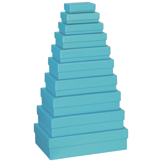 Geschenkboxen-Set One Colour | türkis, 10 Größen