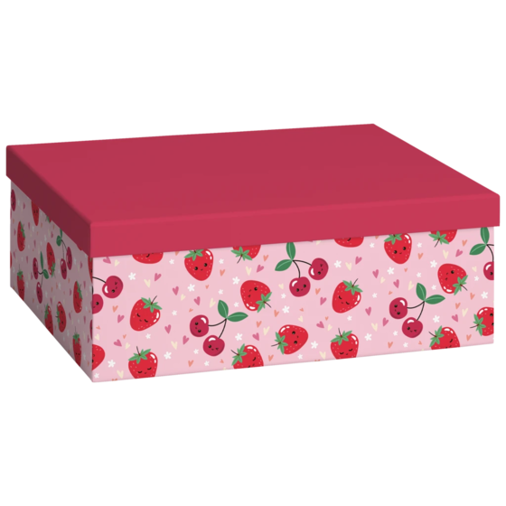 Geschenkbox „Yumi“ | 24×12×33 cm, 120 g/m², rosa/kirschrot