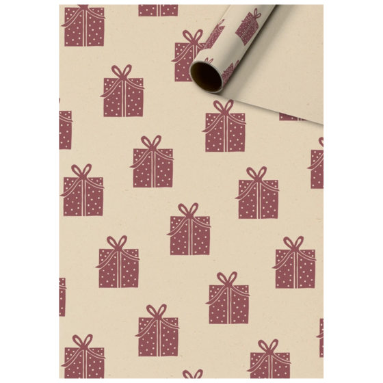 Geschenkpapier „Leano“ | 70 cm × 2 m, 70 g/m², beige/bordeaux