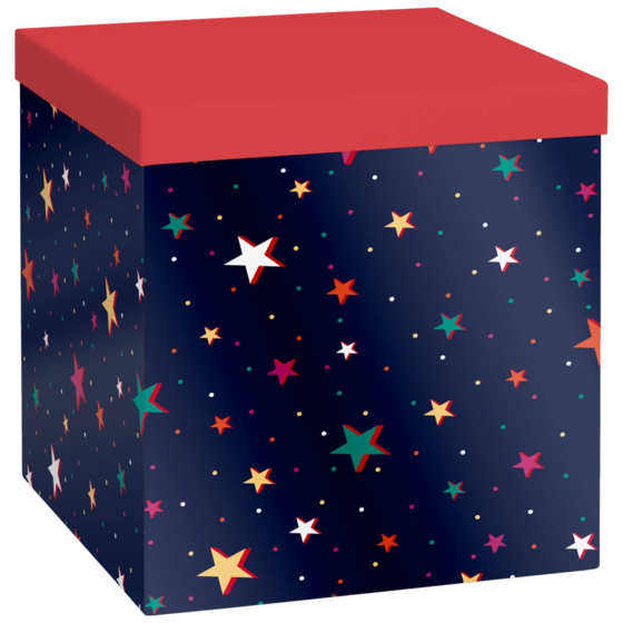 Boîte cadeau « Starlett » | 23×24×23 cm, 120 g/m², rouge/bleu foncé