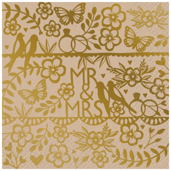 Servietten „Anouk“ | 33×33 cm, hellbraun/gold, 20 Stück