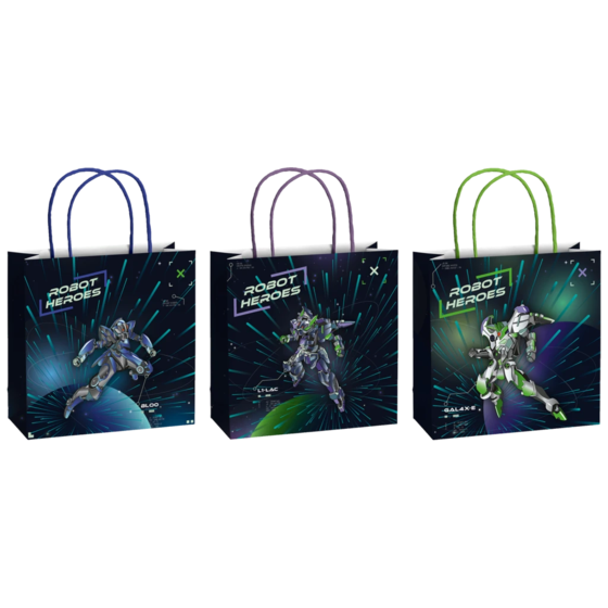 Geschenktaschen-Set „Robot“ | 20×20×8 cm, 200 g/m², dunkelblau