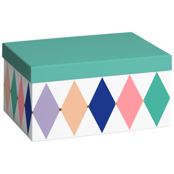 Geschenkbox „Giada“ | 16,5×12×24 cm, kobaltgrün/mehrfarbig
