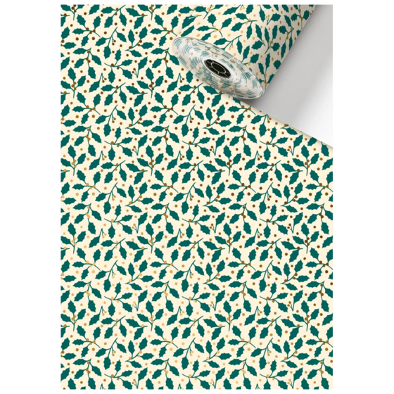 Geschenkpapier Sécaré-Rolle „Hatty“ | 70 cm × 250 m, 80 g/m², hellbeige/grün