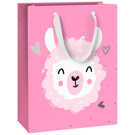Geschenktasche „Cute Alpaka“ | 23×30×13 cm, 180 g/m², pink