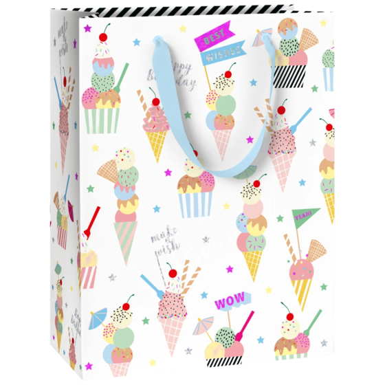 Geschenktasche „Gelato“ | 23×30×13 cm, 250 g/m², weiß