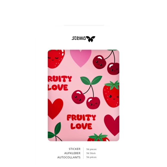 Aufkleber Bogen „Yumi“ | 110×150 mm, rosa/kirschrot, 4 Blatt