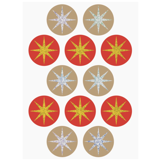 Aufkleber Bogen | 110×150 mm, rot/gold, 4 Blatt
