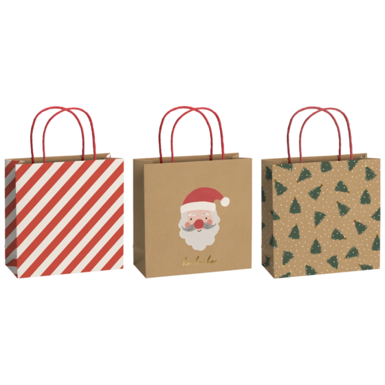 Geschenktaschen-Set „Kian“ | 20×20×8 cm, 200 g/m², rot/braun, 3 Stück
