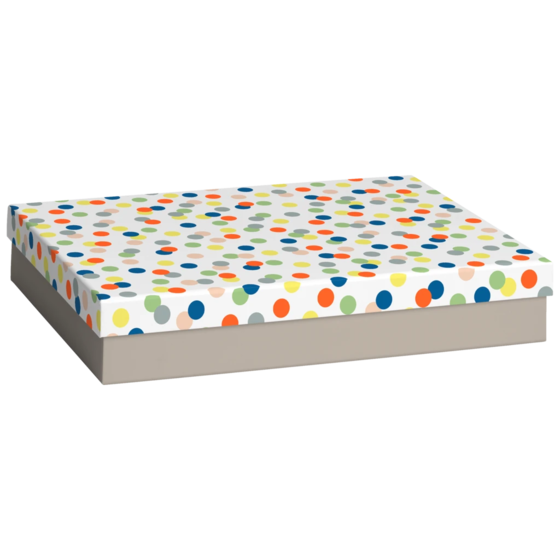 Geschenkbox „Harlie“ | 33×6×24 cm, weiß/bunt