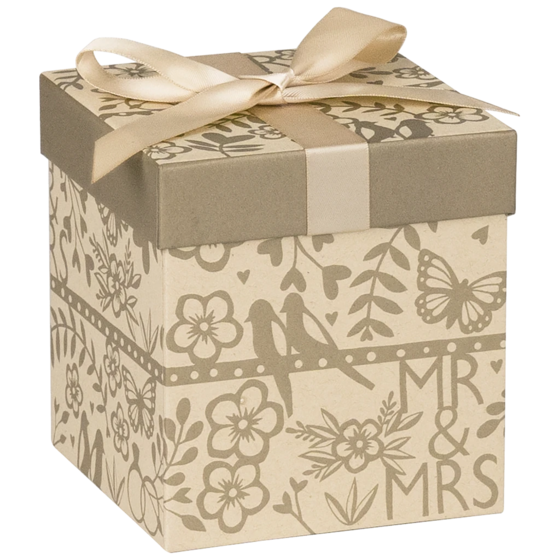 Geschenkbox „Anouk“ | 11×12×11 cm, hellbraun/gold