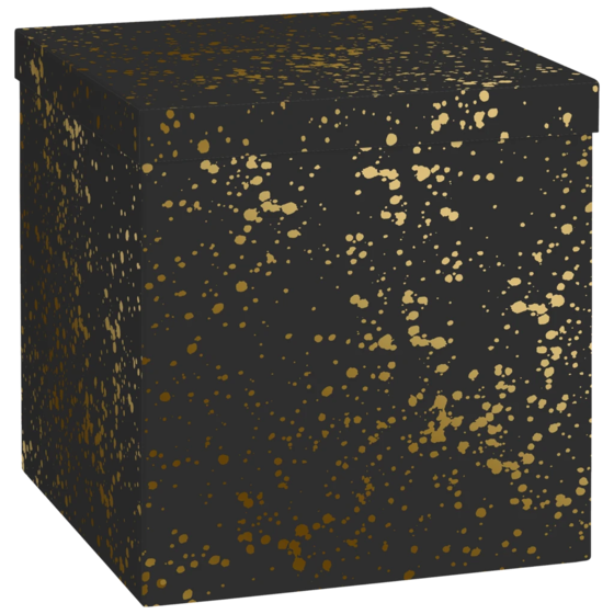 Geschenkbox „Sprenkel“ | 23×24×23 cm, 120 g/m², schwarz