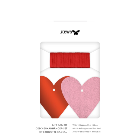 Geschenkanhänger-Set „Amaia“ | rosa/rot