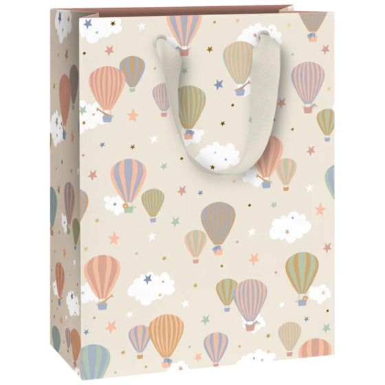 Geschenktasche „Mimmo“ | 23×30×13 cm, 250 g/m², weiß/beige