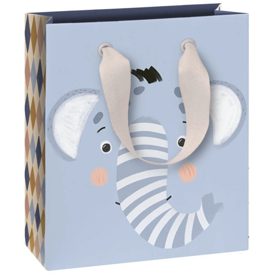 Geschenktasche „Buba“ | 18×21×8 cm, 230 g/m², hellblau/hellbraun